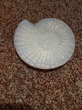 Iridescent Glass Sea Shell Trinket Dish - White